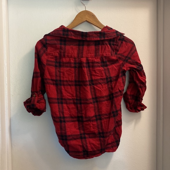 Harvé Benard tie flannel button up crop top - Picture 2 of 2